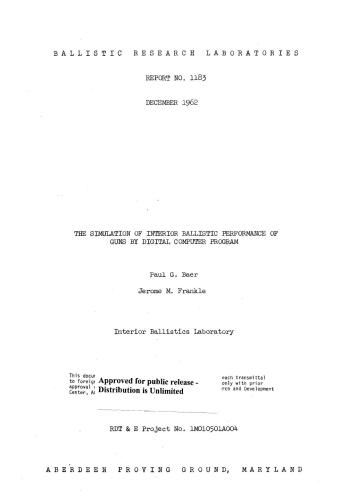 The simulation of interior ballistic performance of guns by digital computer program