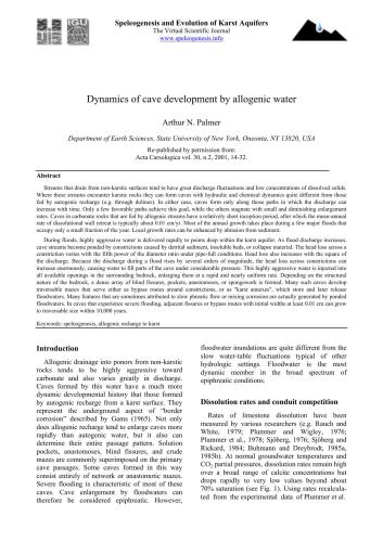 Dynamics of cave development by allogenic water