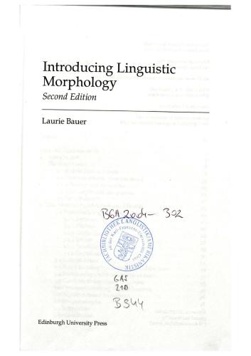 Introducing Linguistic Morphology