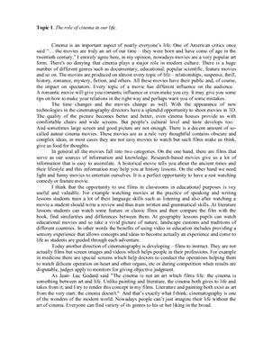 The role of cinema in our life