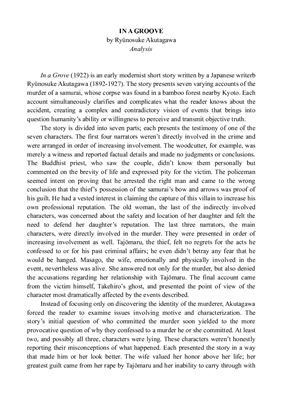 In a Grove by Ryūnosuke Akutagawa Analysis