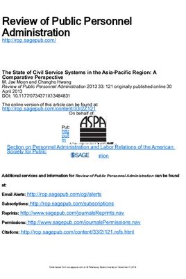 Jae, Changho Hwang. The State of Civil Service Systems in the Asia-Pacific Region: A Comparative Perspective