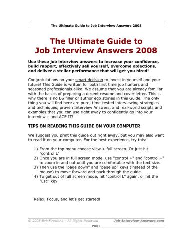 The Ultimate Guide to Job Interview Answers