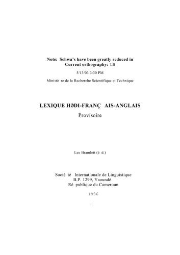 Lexique hədi-français-anglais