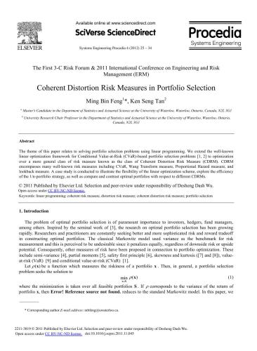 Coherent Distortion Risk Measures in Portfolio Selection