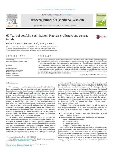 60 Years of portfolio optimization: Practical challenges and current trends