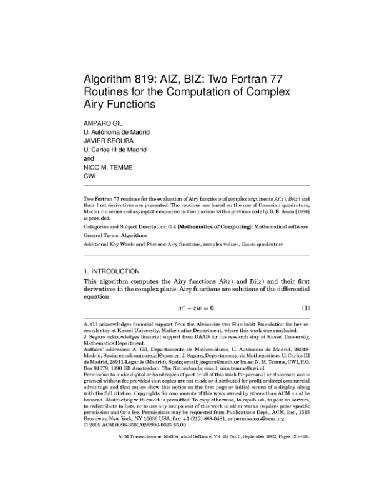 Algorithm 819. Complex Airy functions