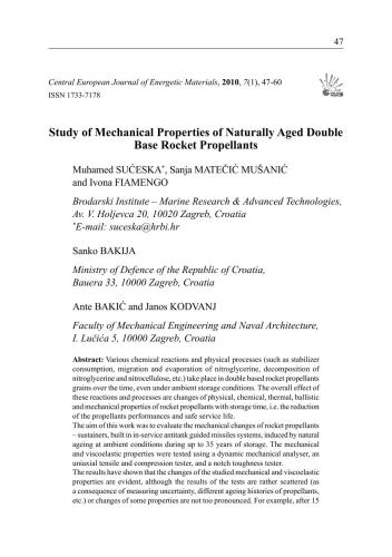 Study of Mechanical Properties of Naturally Aged Double Base Rocket Propellants