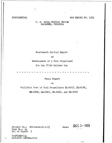 Development of a cool propellant for the 5’’/54 caliber gun. Part II