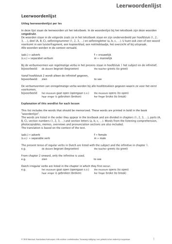 Contact! Nederlands voor anderstaligen 1. Leerwordenlijst