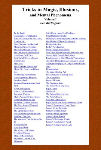 Tricks in Magic, Illusion and Mental Phenomena