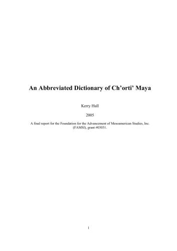An Abbreviated Dictionary of Ch’orti’ Maya