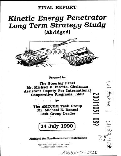 Kinetic energy penetrator long term strategy study