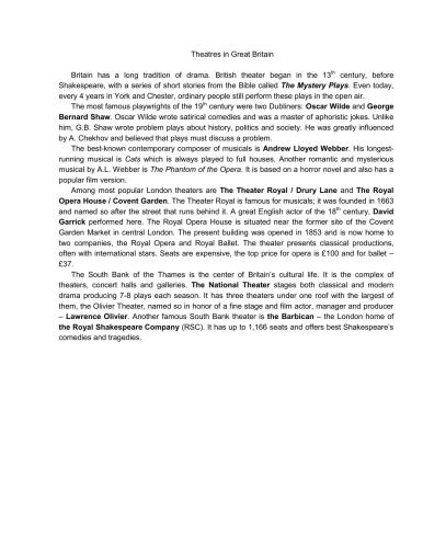 Theatres in Great Britain