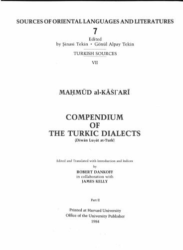 Compendium of the Turkic dialects (Dīwān lugāt at-Turk), Part II (2/3)