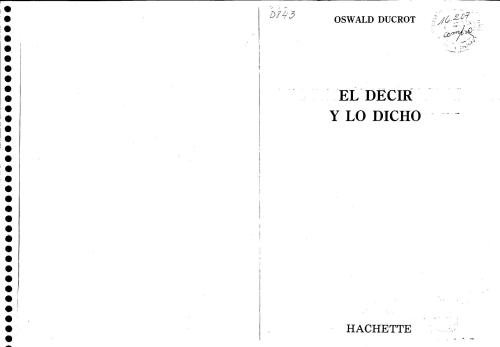 El Decir y lo Dicho