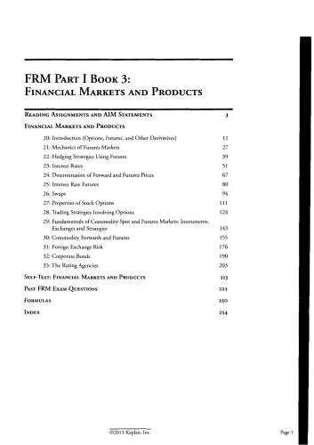 FRM Part I Book 3: Financial markets and products (2013 SchweserNotes)