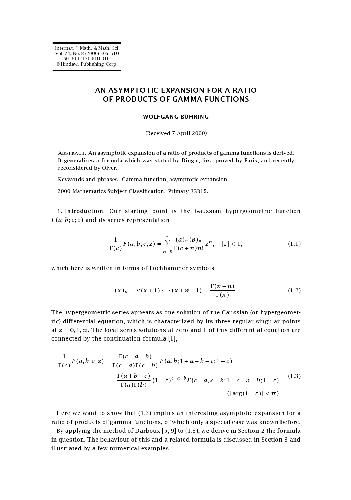 Asymptotic expansion for ratio of products of Gamma functions (IJMMS2000)