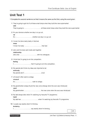 First Certificate Skills. Use of English. Tests with Answer Key