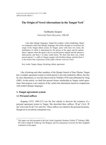 The origin of vowel alternations in the Tangut verb