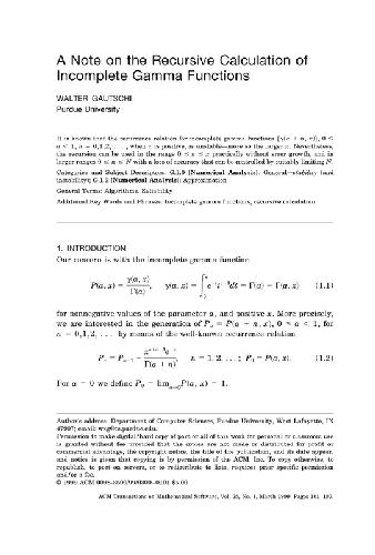 A note on the recursive calculation of incomplete Gamma function