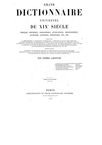 Grand dictionnaire universel du XIXe siècle. Tom 8 (F-G) [Большой универсальный словарь XIX в.]