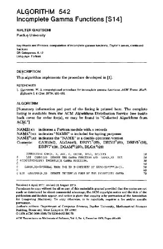 Algorithm 542, Incomplete Gamma function