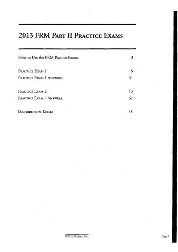 FRM Part II Schweser practice exams 2013