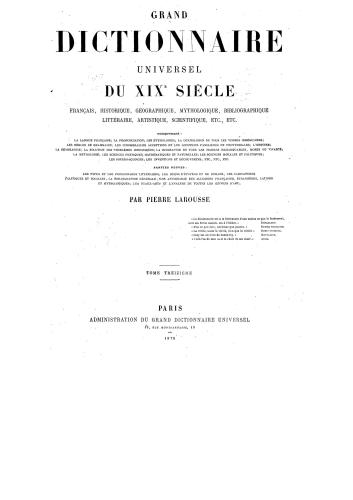 Grand dictionnaire universel du XIXe siècle. Tom 13 (Pour-R) [Большой универсальный словарь XIX в.]