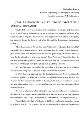 Charles Bukowski - a cult hero of underground American literature