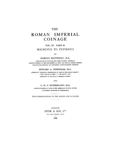 RIC-The Roman Imperial Coinage, Vol.4.Part.2.Macrinus to Pupienus