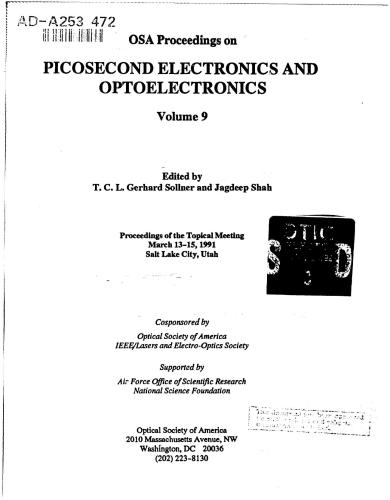 Picosecond Electronics and Optoelectronics