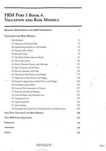 FRM Part I Book 4: Valuation and Risk Models (2014 Schweser Notes)