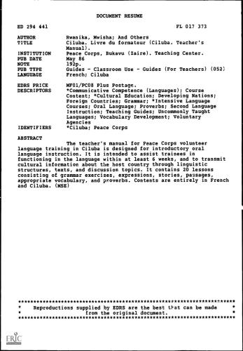 Ciluba, livre du formateur