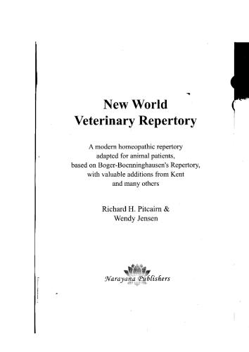 New World Veterinary Repertory. Часть 1