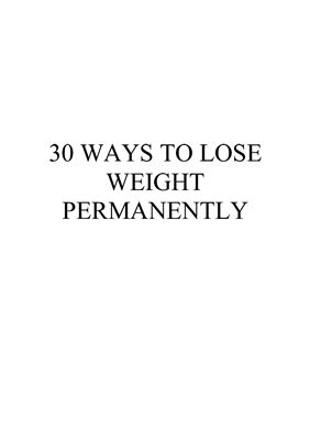 30 Ways to Lose Weight Permanently