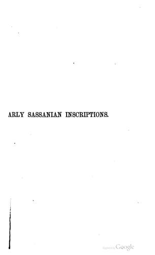 Early Sassanian Inscriptions, Seals and Coins