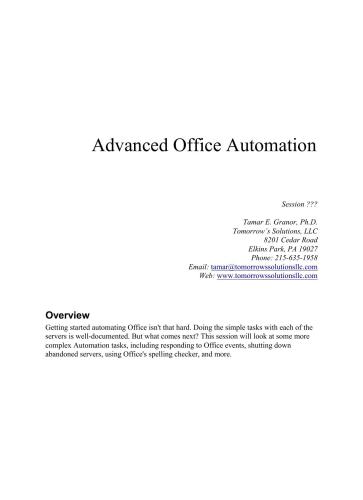 Advanced Office Automation