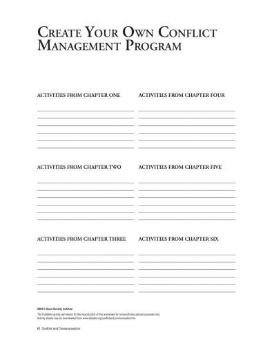 Conflict and Communication. A Guide through the Labyrinth of Conflict Management. Activity Sheets