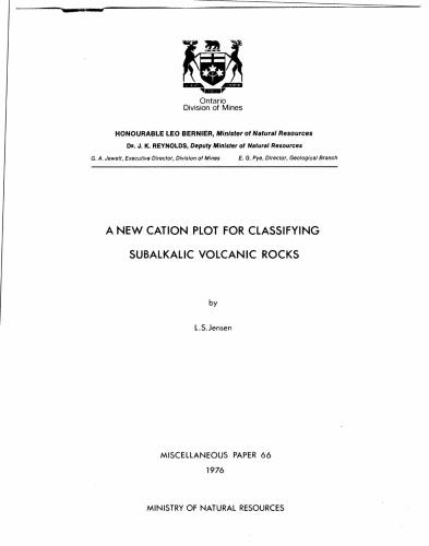 A new cation plot for classifying subalkalic volcanic rocks