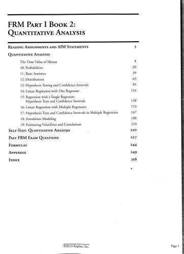 FRM Part I Book 2: Quantitative analysis (2014 SchweserNotes)