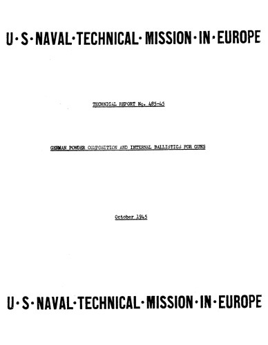 German powder propellant аnd internal ballistics for guns