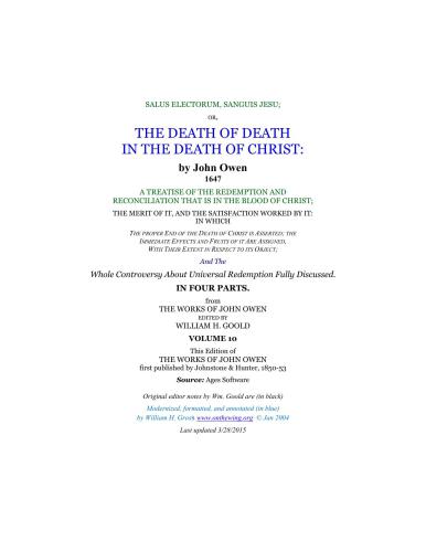 The Death of Death in the Death of Christ