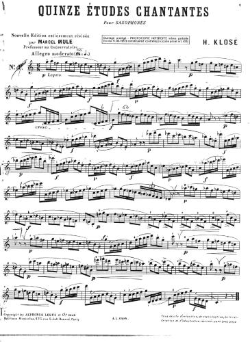 15 Etudes Chantantes