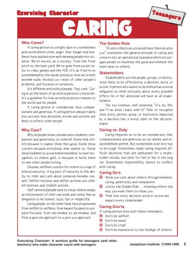 Caring. Exercising Character. A Workout Guide for Teenagers (and Other Teachers) Who Make Character Count with Teenagers