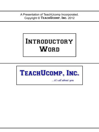 TeachUcomp. Introductory Word