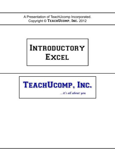 TeachUcomp. Introductory Excel