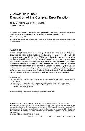 Computation of the erfc (Alg. 680)