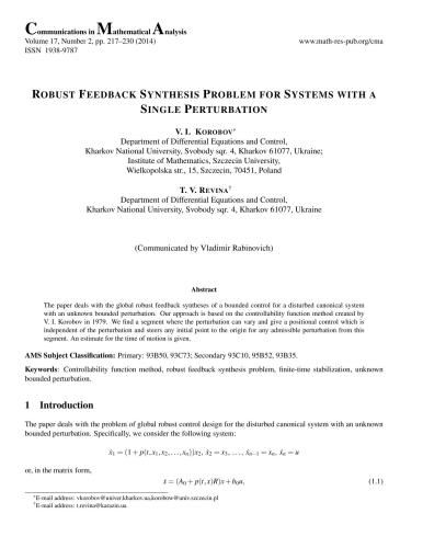 Robust Feedback Synthesis Problem for Systems with a Single Perturbation
