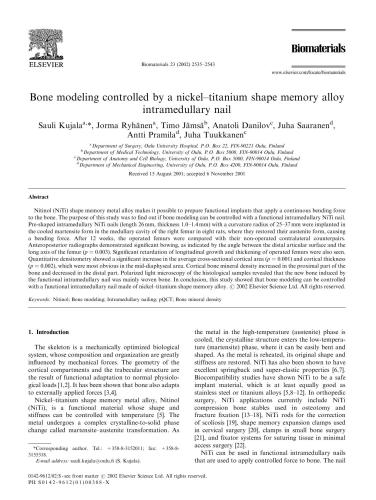 Bone modeling controlled by a nickel-titanium shape memory alloy intramedullary nail